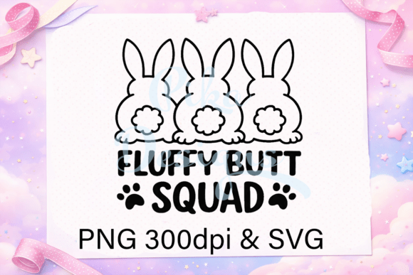 Fluffy Butt Squad Bunny Easter SVG PNG Review